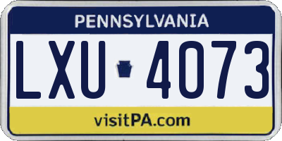 PA license plate LXU4073