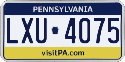 PA license plate LXU4075