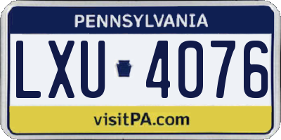 PA license plate LXU4076