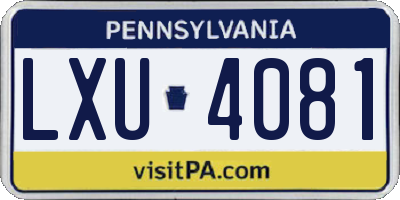 PA license plate LXU4081