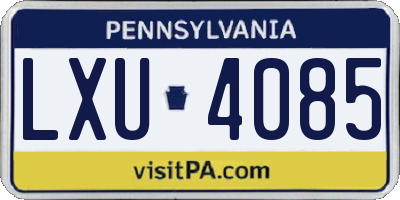 PA license plate LXU4085