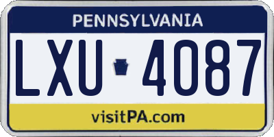 PA license plate LXU4087