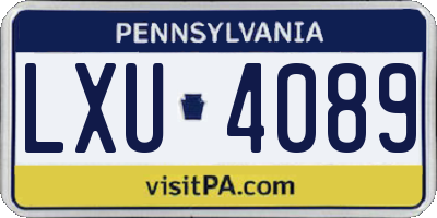 PA license plate LXU4089