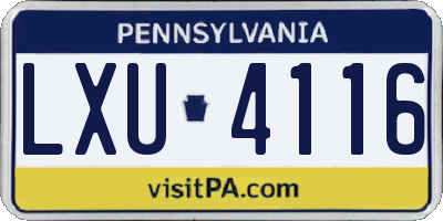 PA license plate LXU4116