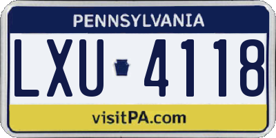 PA license plate LXU4118