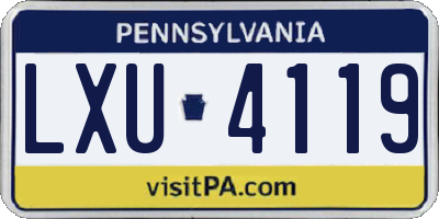 PA license plate LXU4119