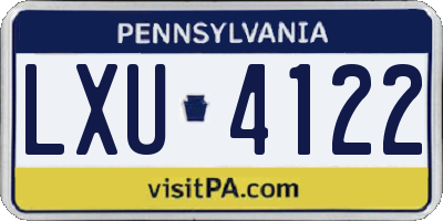 PA license plate LXU4122