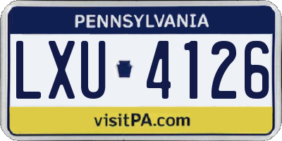 PA license plate LXU4126