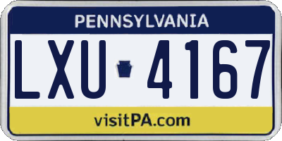 PA license plate LXU4167