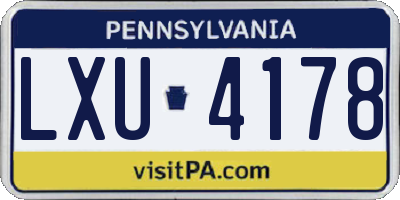 PA license plate LXU4178