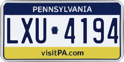 PA license plate LXU4194