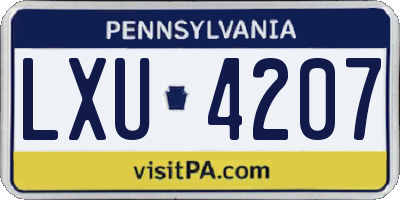 PA license plate LXU4207