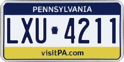 PA license plate LXU4211