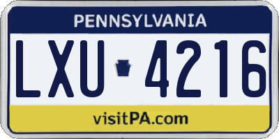 PA license plate LXU4216
