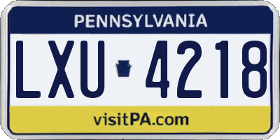 PA license plate LXU4218