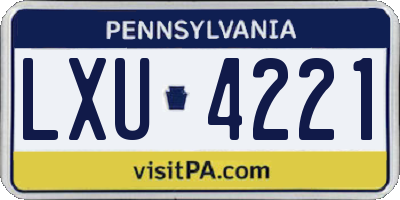 PA license plate LXU4221