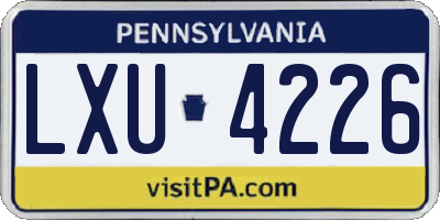 PA license plate LXU4226