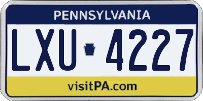 PA license plate LXU4227