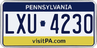 PA license plate LXU4230
