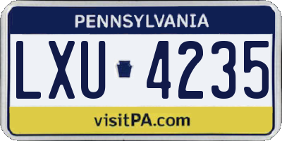 PA license plate LXU4235