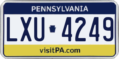 PA license plate LXU4249