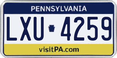 PA license plate LXU4259