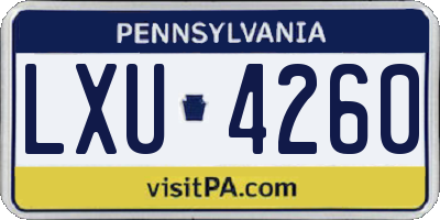 PA license plate LXU4260