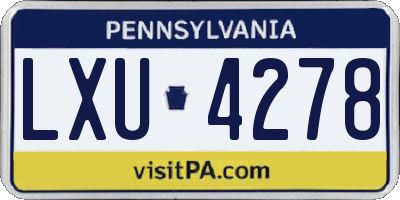 PA license plate LXU4278