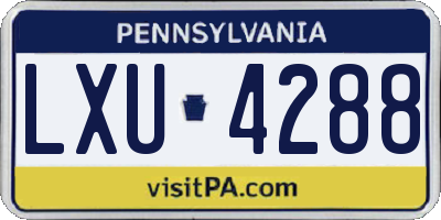 PA license plate LXU4288