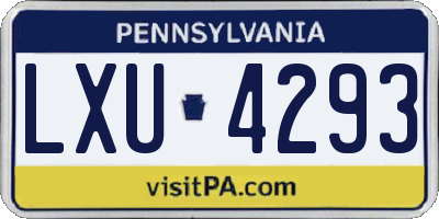 PA license plate LXU4293