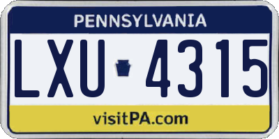 PA license plate LXU4315