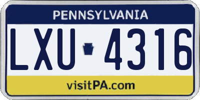 PA license plate LXU4316