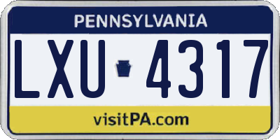 PA license plate LXU4317
