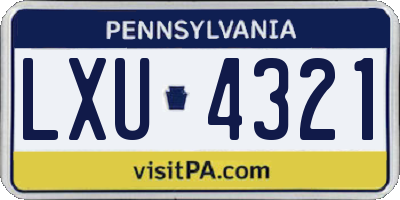 PA license plate LXU4321