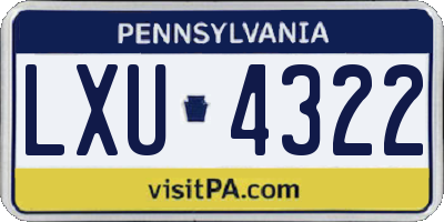 PA license plate LXU4322