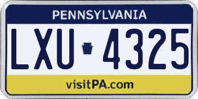 PA license plate LXU4325