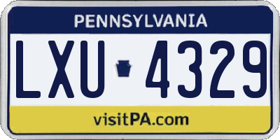 PA license plate LXU4329