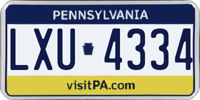 PA license plate LXU4334