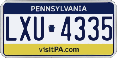 PA license plate LXU4335