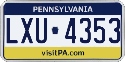 PA license plate LXU4353