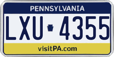 PA license plate LXU4355