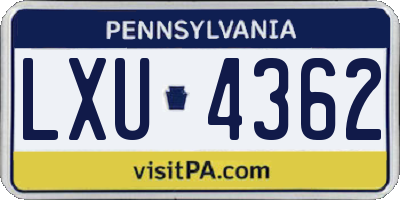PA license plate LXU4362