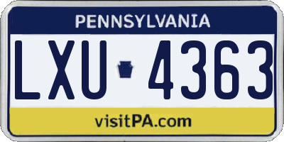 PA license plate LXU4363