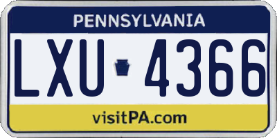 PA license plate LXU4366