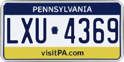 PA license plate LXU4369