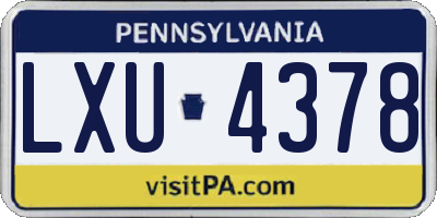 PA license plate LXU4378