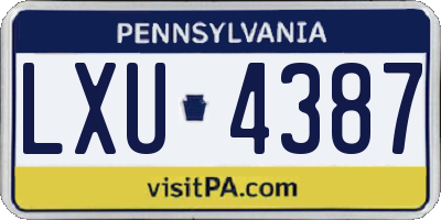 PA license plate LXU4387