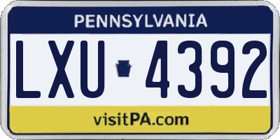 PA license plate LXU4392