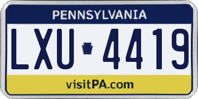 PA license plate LXU4419