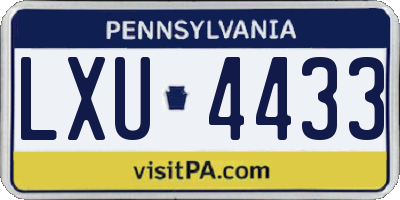 PA license plate LXU4433